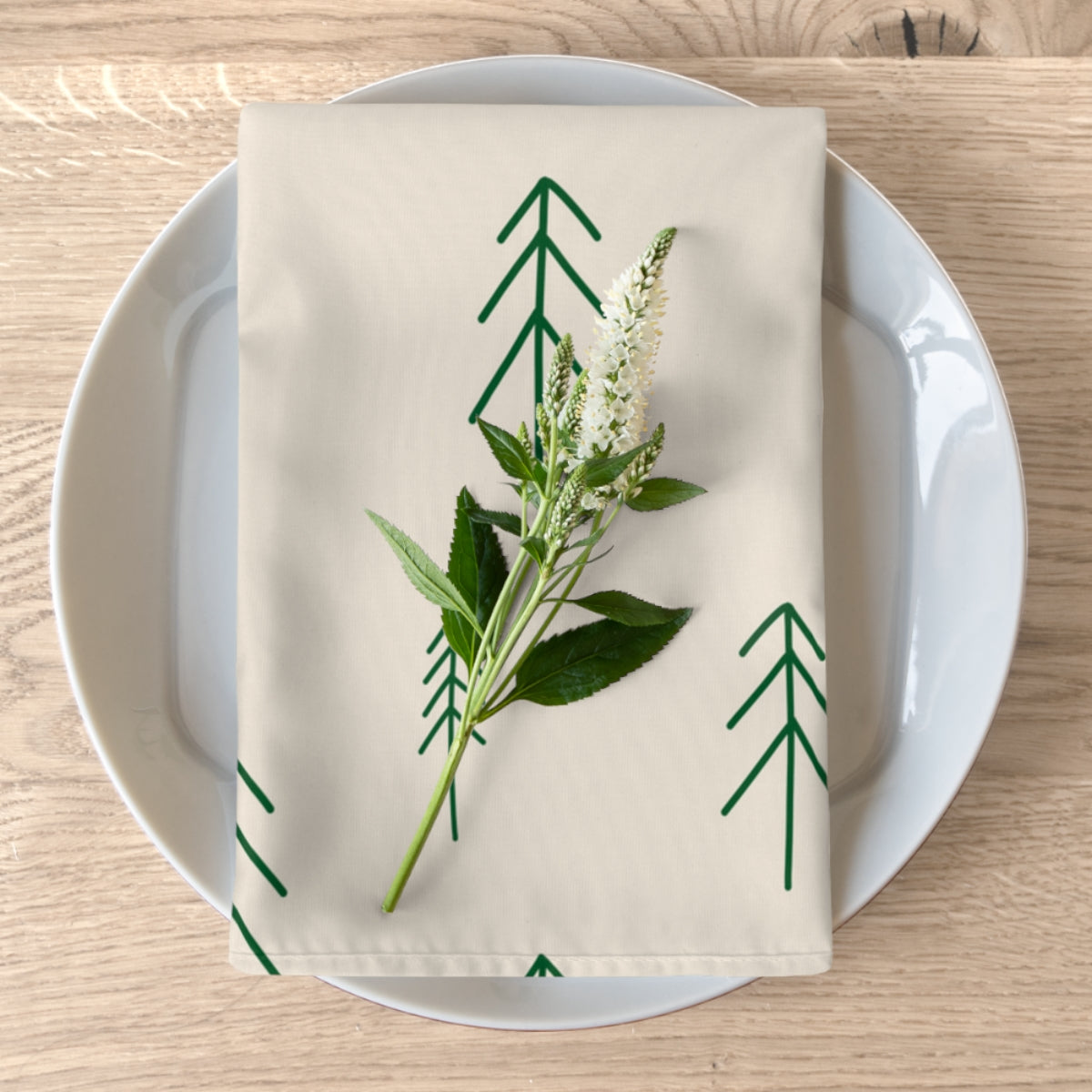 Beige Holiday Napkins - Evergreens