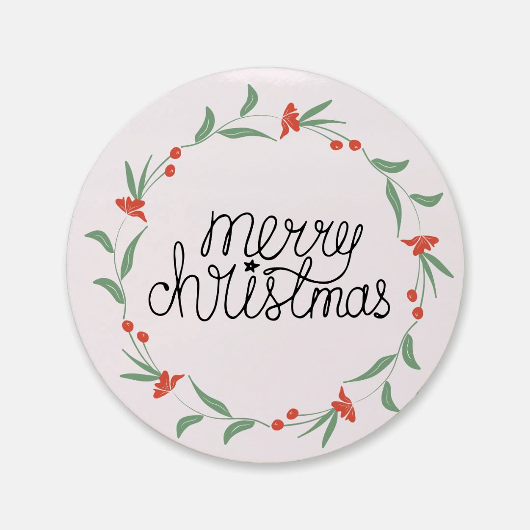 Round Cork Back Coaster - Colorful Wreath