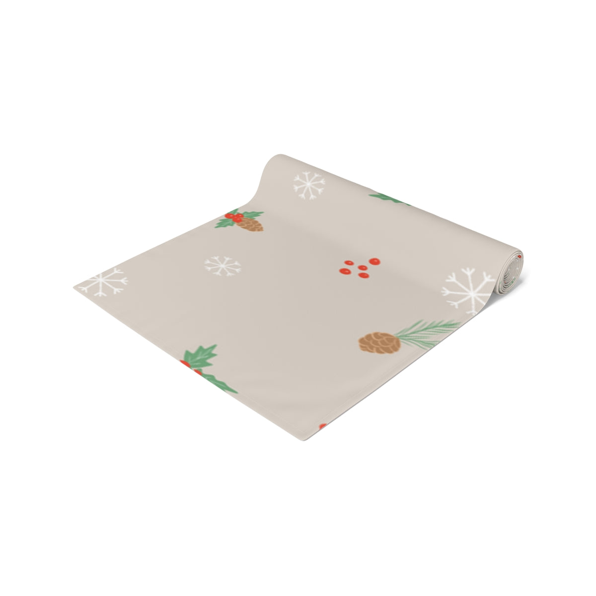 Holiday Table Runner - Holly &amp; Pinecones