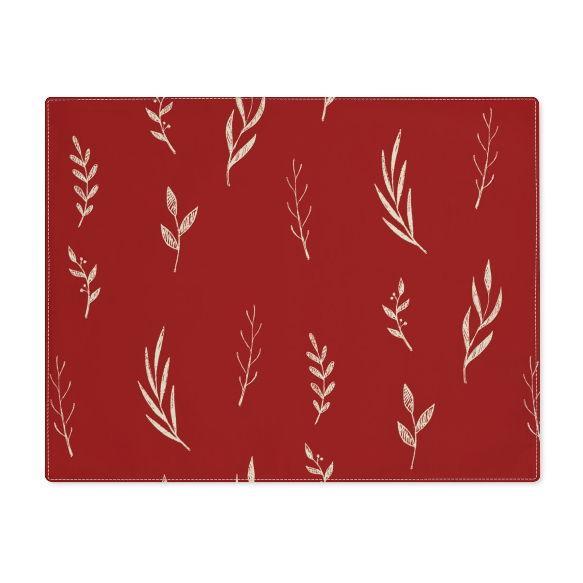 Red Holiday Table Placemat - White Garland