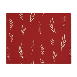 Red Holiday Table Placemat - White Garland