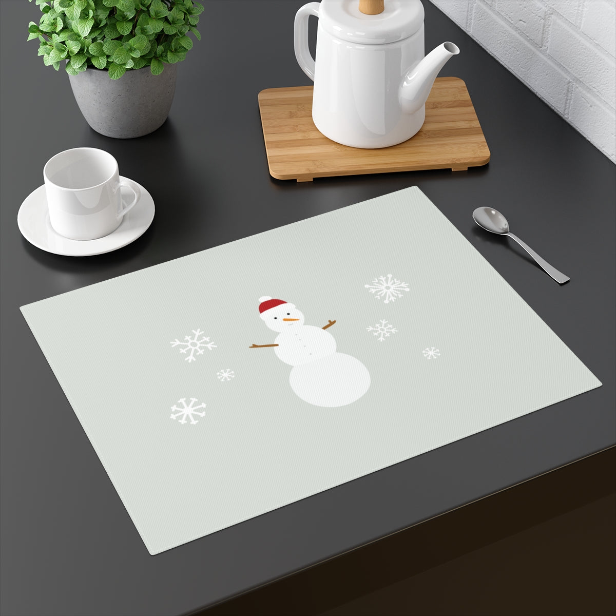 Holiday Table Placemat - Snowman &amp; Snowflakes