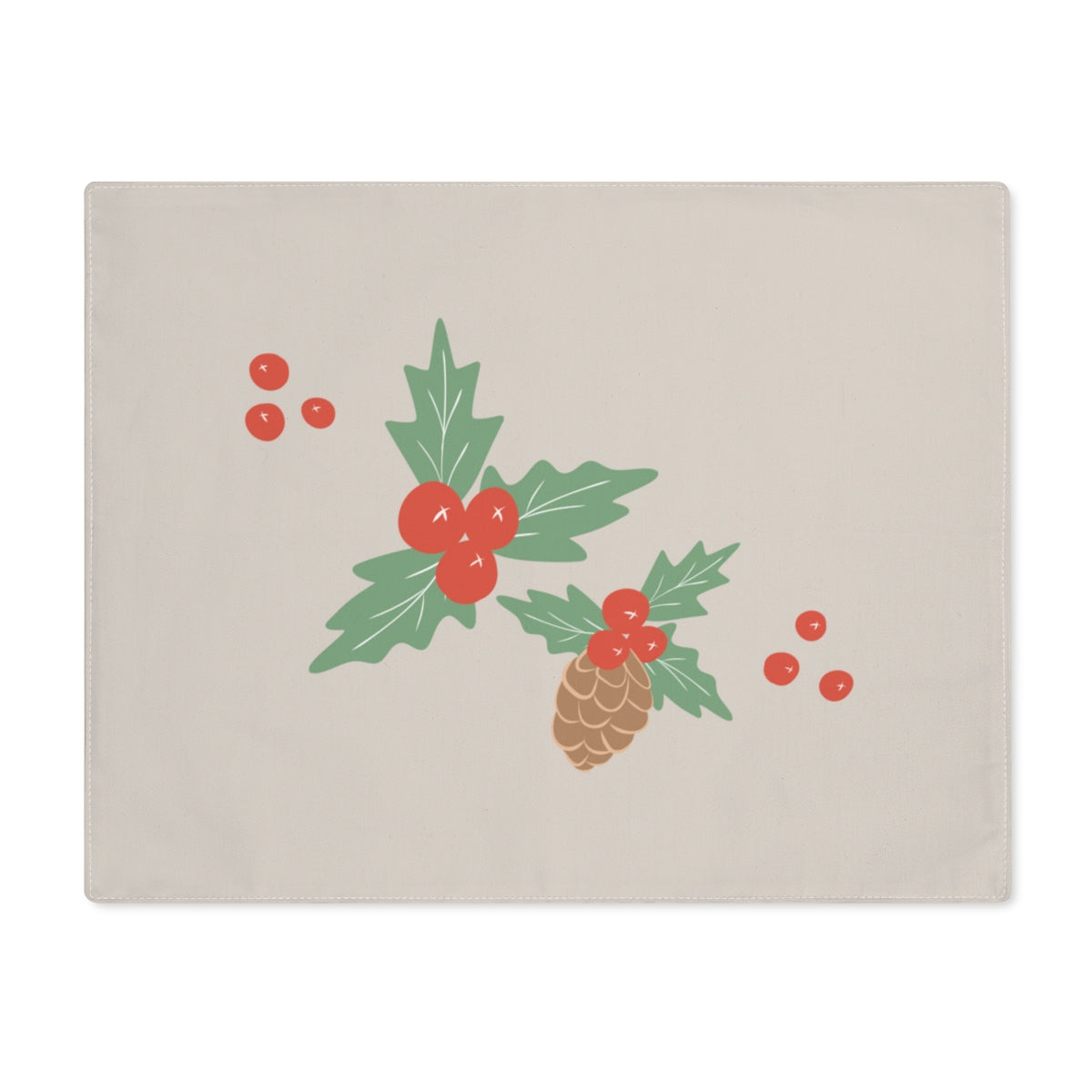 Holiday Table Placemat - Holly &amp; Pinecones