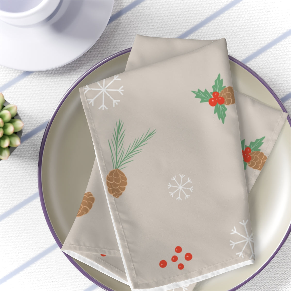 Holiday Napkins - Pinecones &amp; Snowflakes