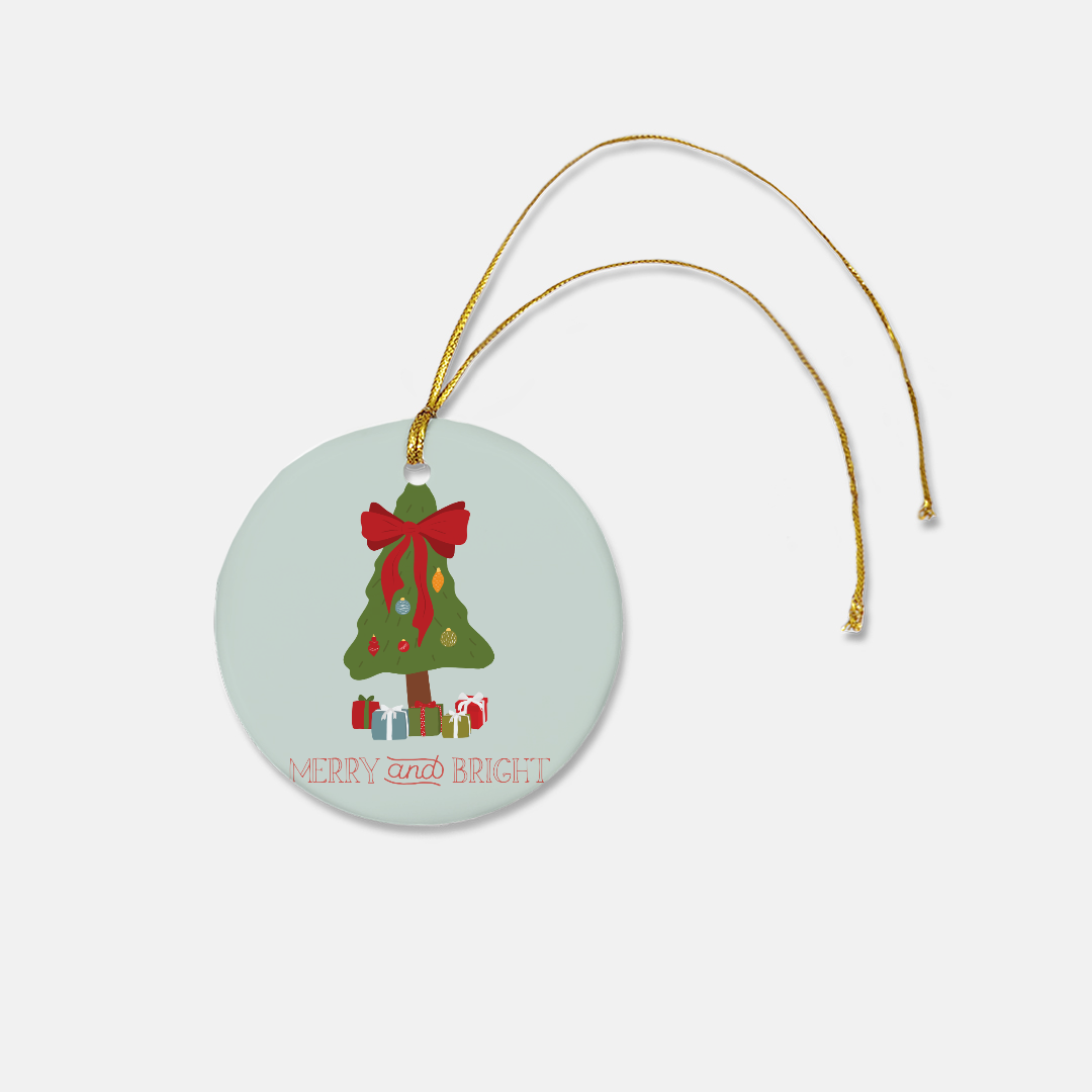 Ceramic Holiday Ornament - Merry &amp; Bright