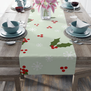 Holiday Table Runner - Holly & Snowflakes