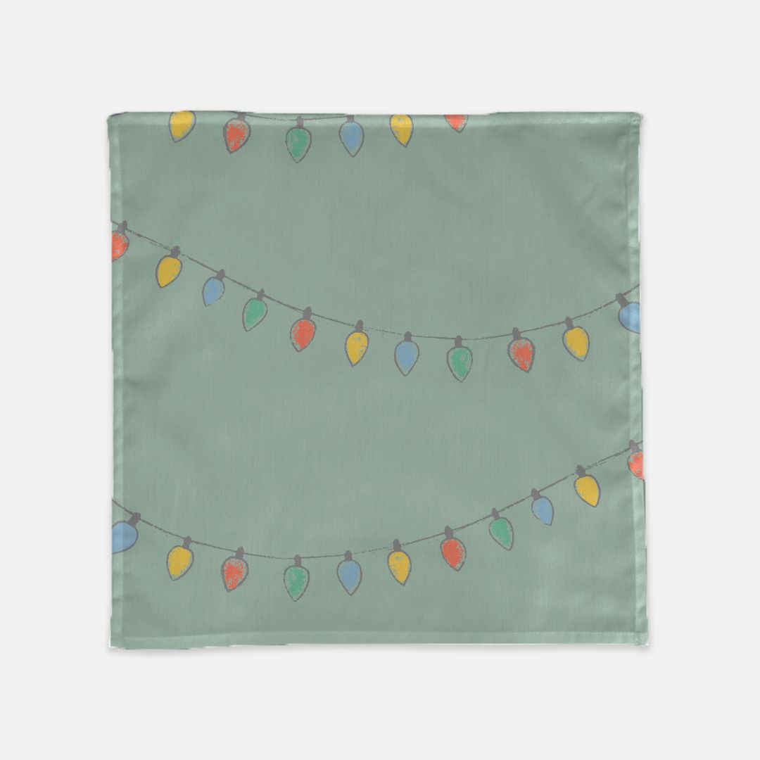 Green Holiday Cloth Napkins - Christmas Lights