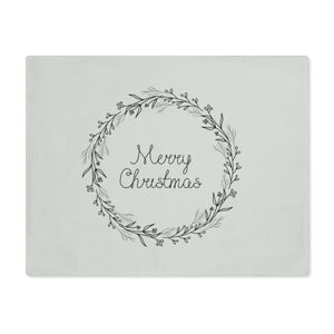 Holiday Table Placemat - Black Merry Christmas Wreath