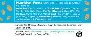 Organic Almond Butter - Glass Jar - Nutritional Label I The Party's at Mary's