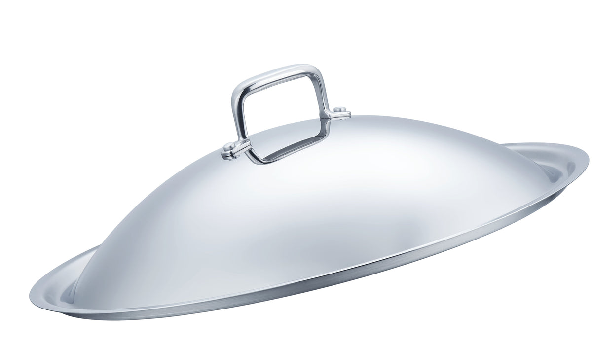 Stainless Steel Flat-Bottomed Wok & Domed Cover