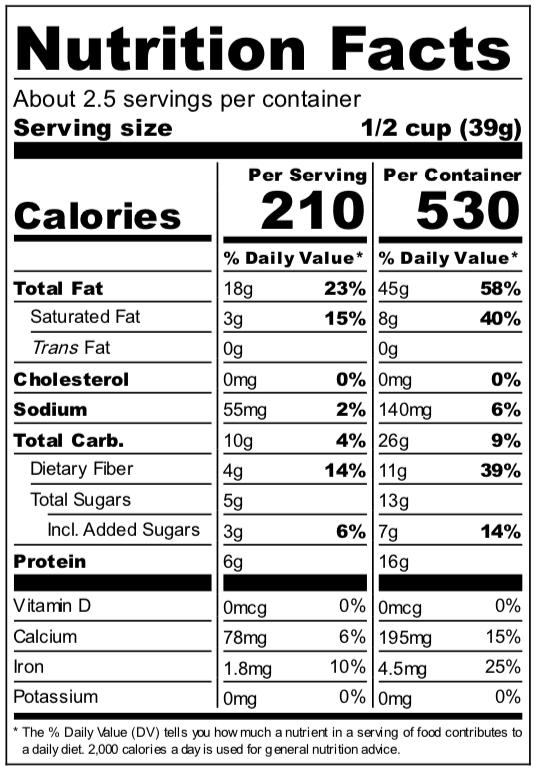 The Party&#39;s at Mary&#39;s - Chocolate Noir Snack Mix - Nutritional Facts