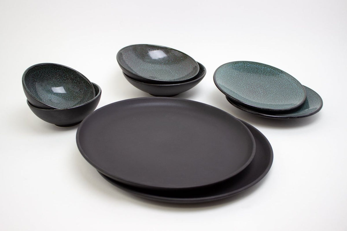 The Party&#39;s at Mary&#39;s - Full Stoneware Dinner Set in Atlantic - Set of 2