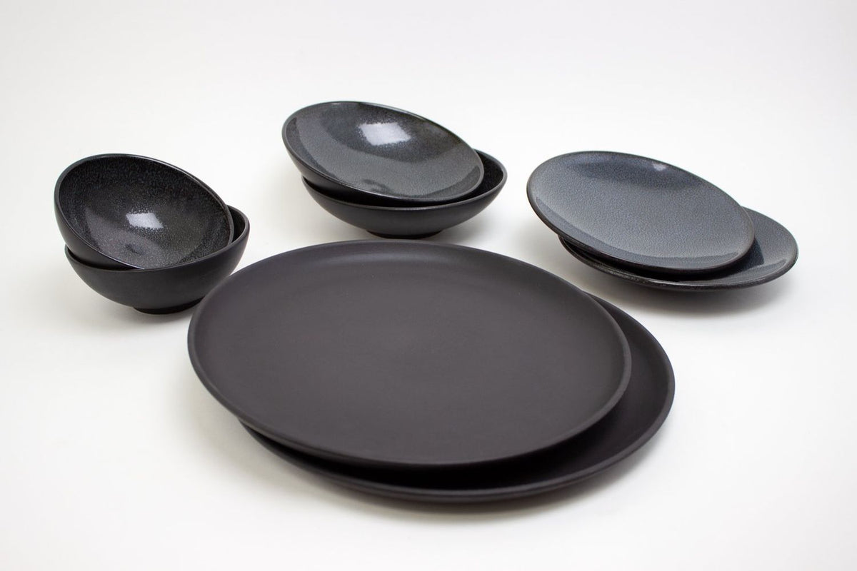 The Party&#39;s at Mary&#39;s - Full Stoneware Dinner Set in Old Silver - Set of 2