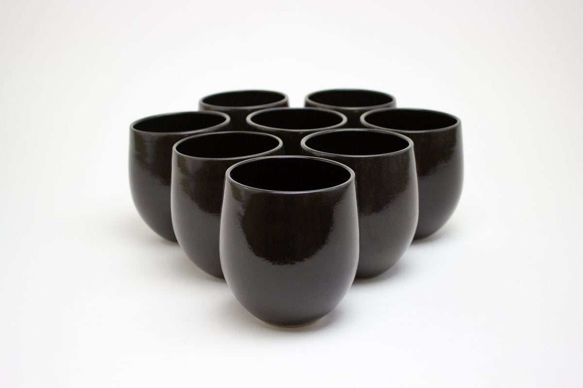 The Party&#39;s at Mary&#39;s - Large Goblet Stemless Wine Glasses in Onyx - Set of 8