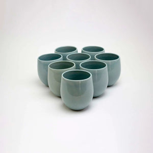 The Party's at Mary's - Large Goblet Stemless Wine Glasses in Pale Jade - Set of 8