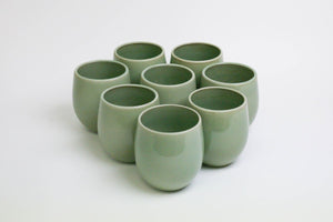 The Party's at Mary's - Large Goblet Stemless Wine Glasses in Sage - Set of 8
