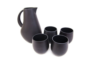 The Party's at Mary's - Large Pitcher & Stoneware Cups Set in Basalt