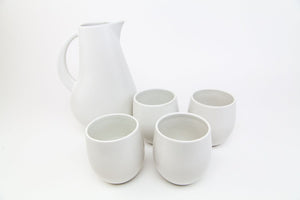 The Party's at Mary's - Large Pitcher & Stoneware Cups Set in Chalk