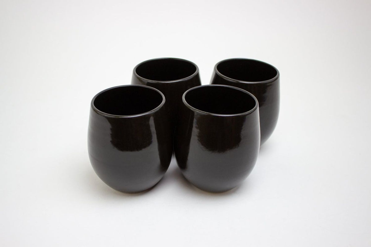 The Party's at Mary's - Regular Goblet Stemless Wine Glasses in Onyx - Set of 4