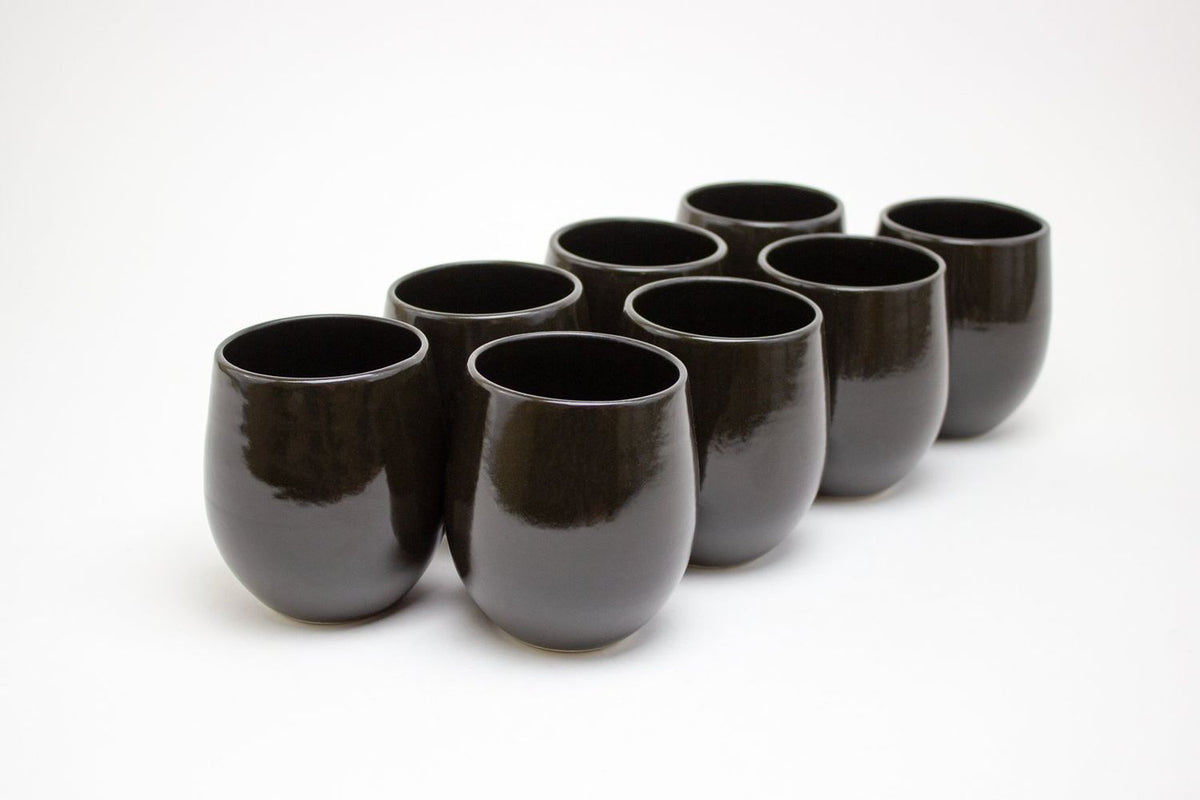 The Party's at Mary's - Regular Goblet Stemless Wine Glasses in Onyx - Set of 8