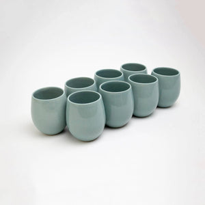 The Party's at Mary's - Regular Goblet Stemless Wine Glasses in Pale Jade - Set of 8