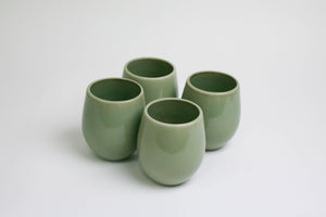 The Party's at Mary's - Regular Goblet Stemless Wine Glasses in Sage - Set of 4