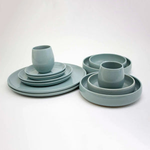 The Party's at Mary's - Stoneware Dinnerware Set in Pale Jade - Set of 2