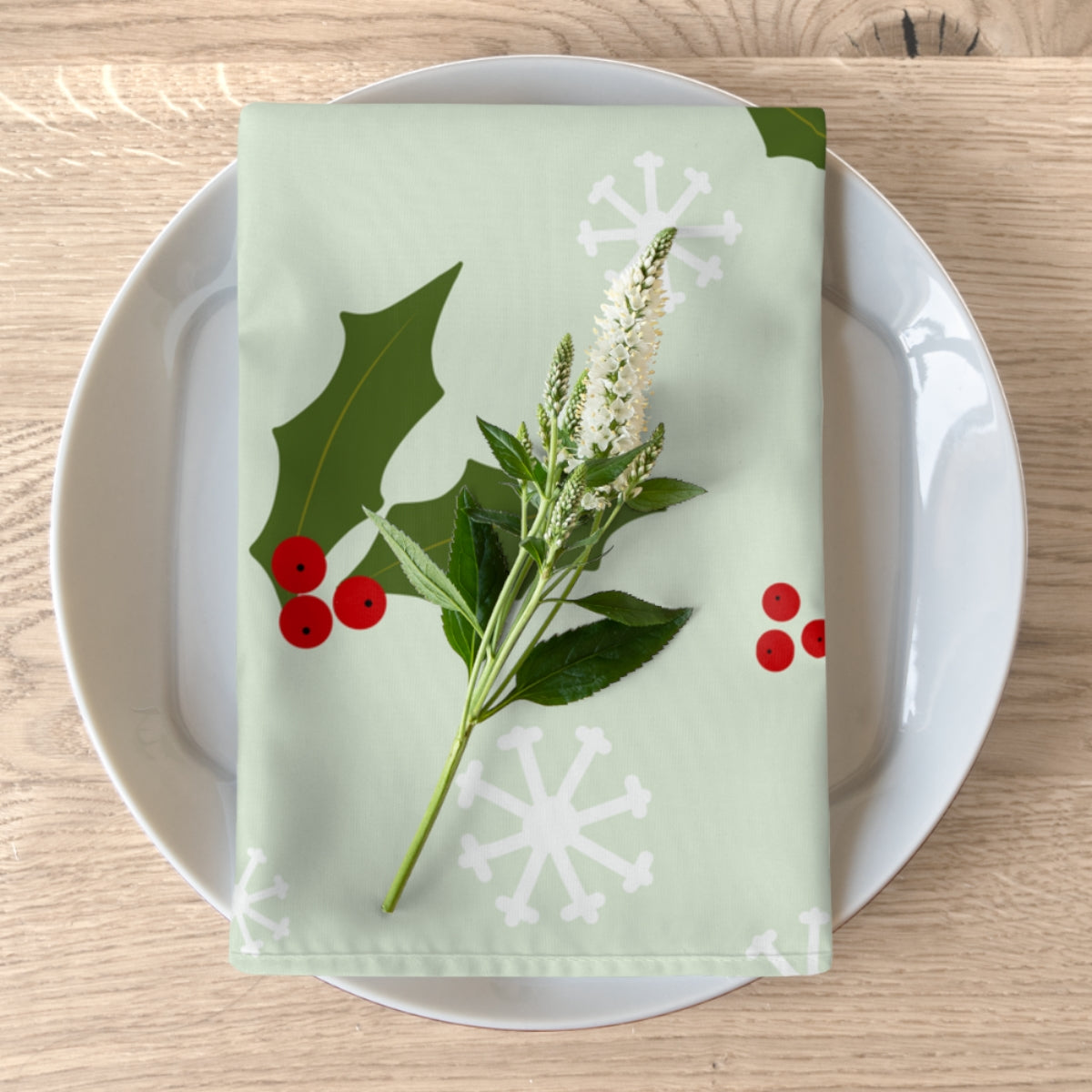 Holiday Napkins - Holly &amp; Snowflakes