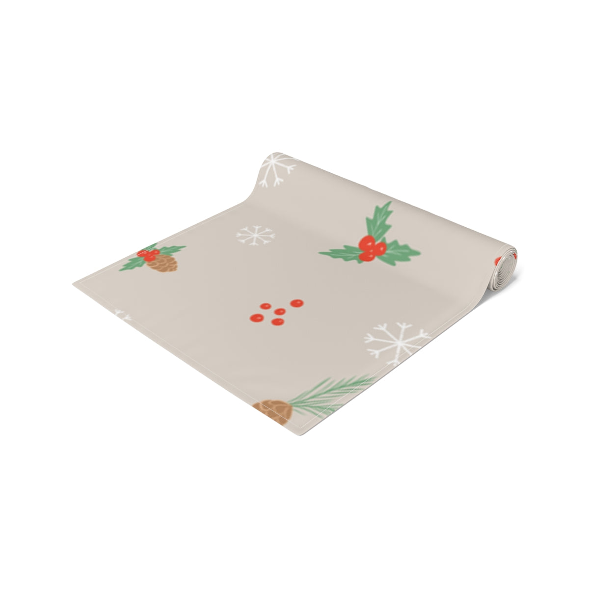 Holiday Table Runner - Holly &amp; Pinecones