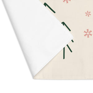 Holiday Table Placemat - Evergreens & Red Snowflakes