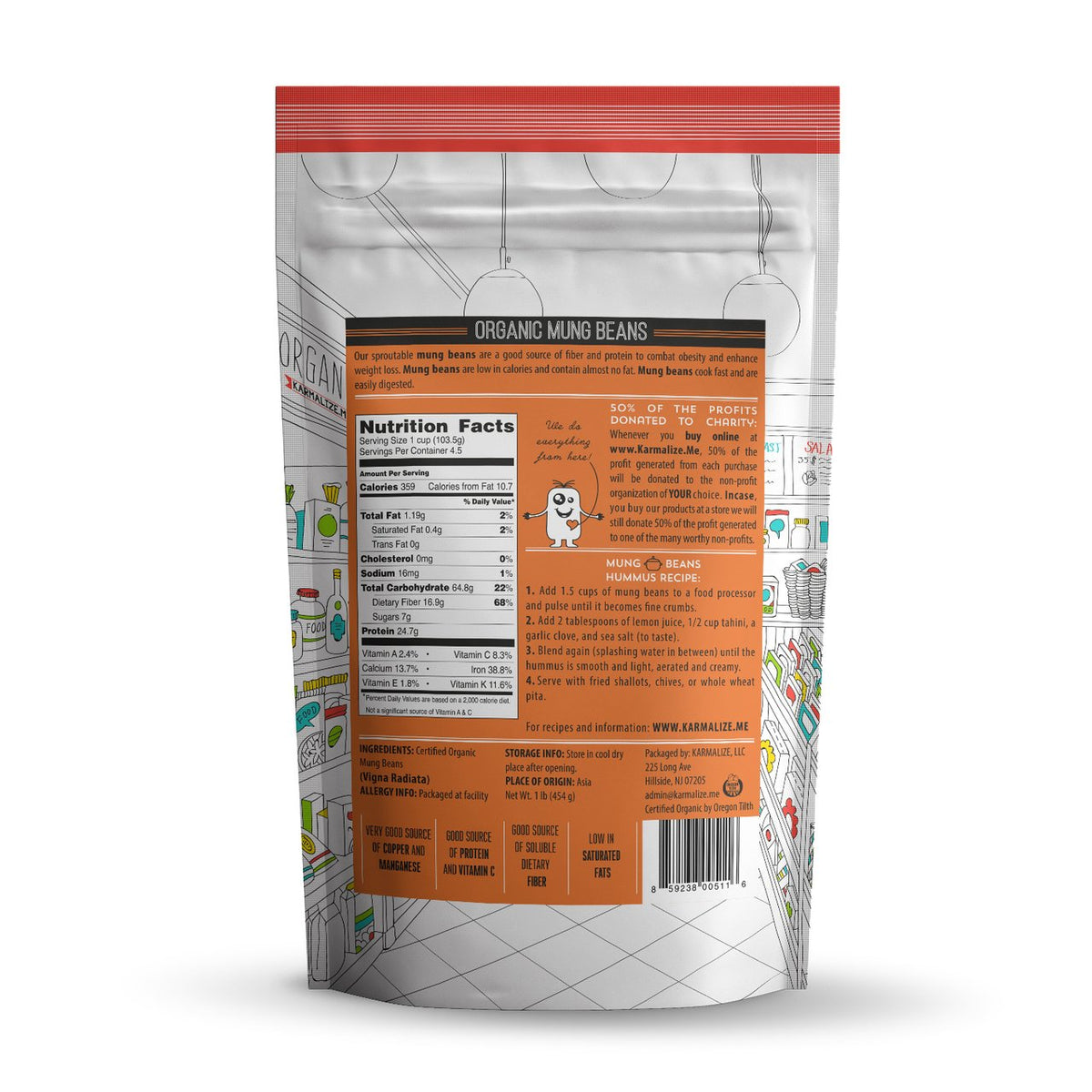 Organic Sprouting Seeds Mung Beans - 1lb