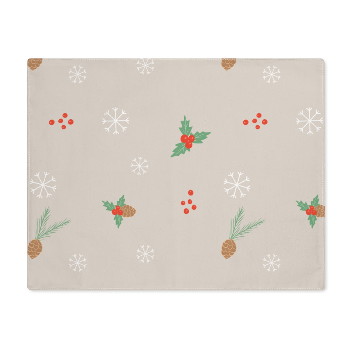 Holiday Table Placemat - Pinecones &amp; Snowflakes