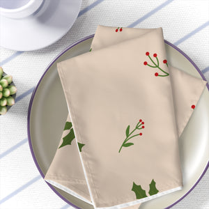 Beige Holiday Napkins - Holly