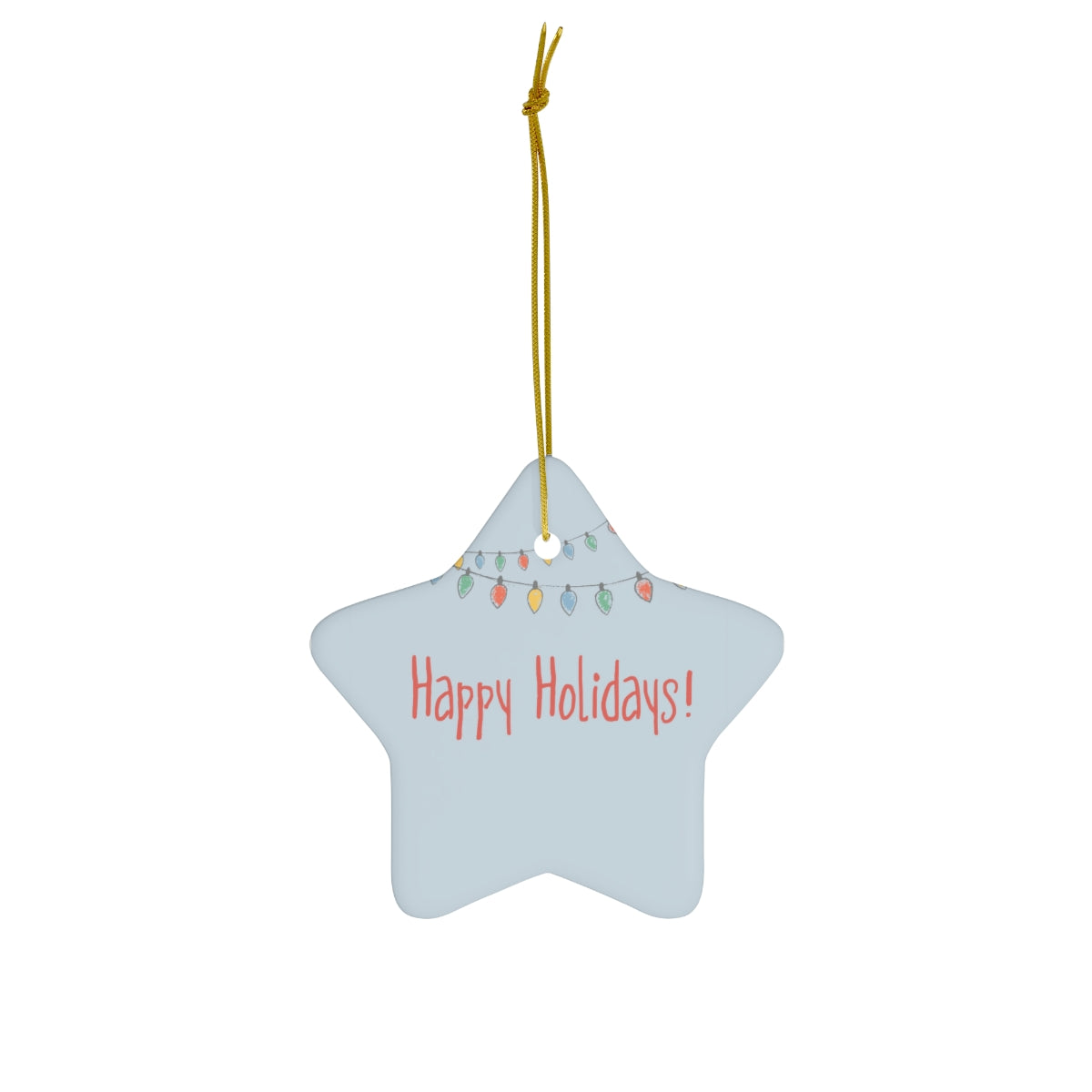 Ceramic Holiday Ornament - Happy Holiday Christmas Lights