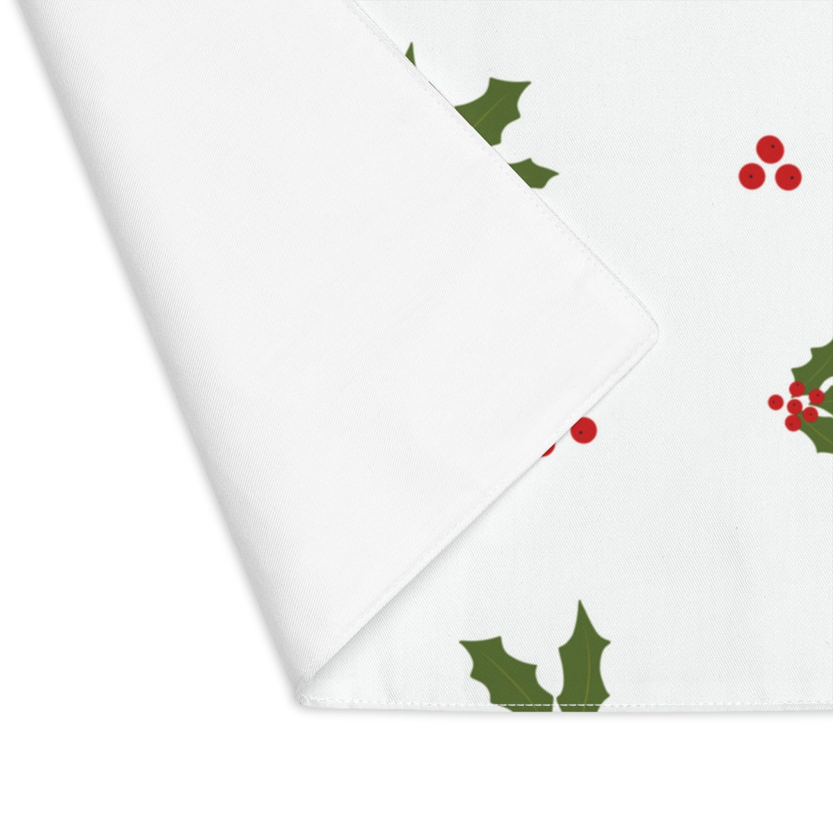 White Holiday Table Placemat - Red &amp; Green Holly
