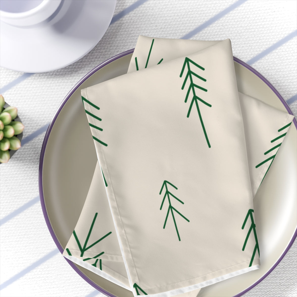 Beige Holiday Napkins - Evergreens
