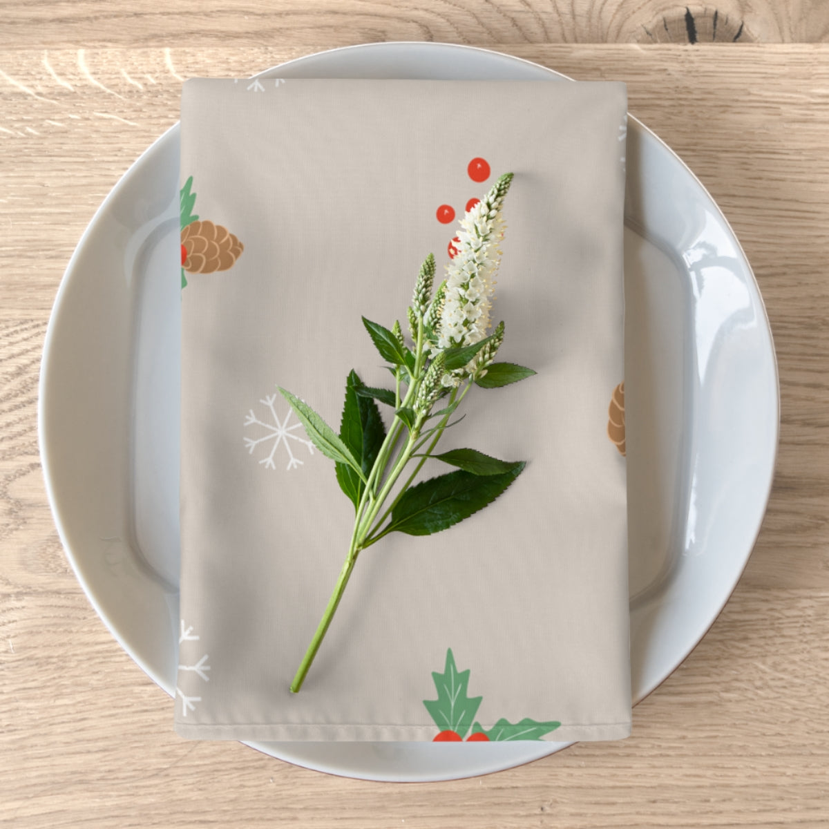 Holiday Napkins - Pinecones &amp; Snowflakes