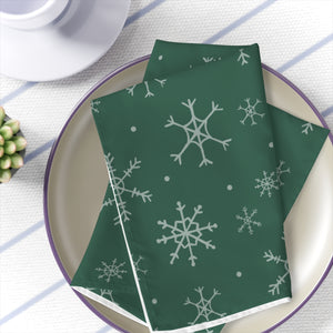 Green Holiday Napkins - Snowflakes