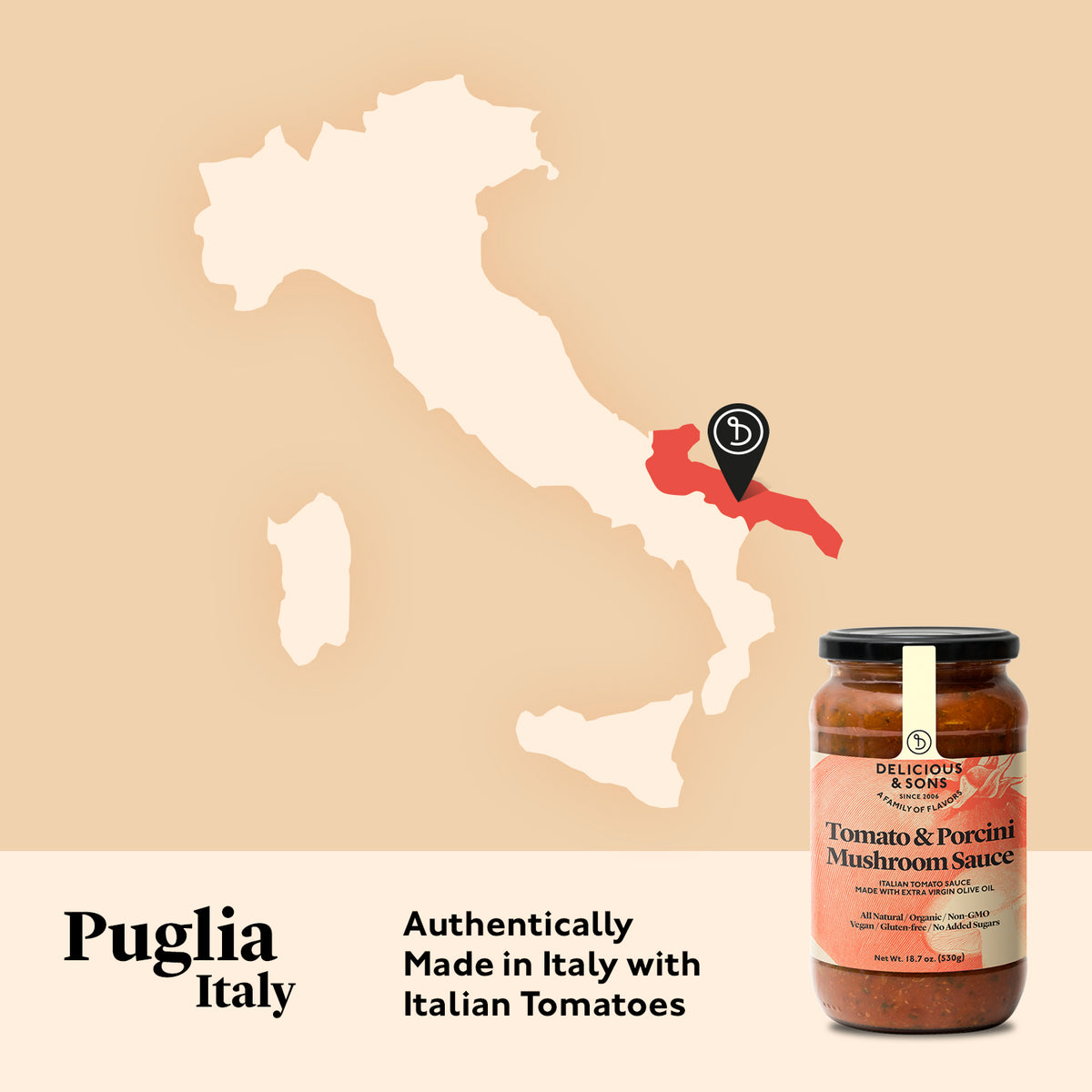 Organic Tomato &amp; Porcini Mushroom Sauce - 3-Pack