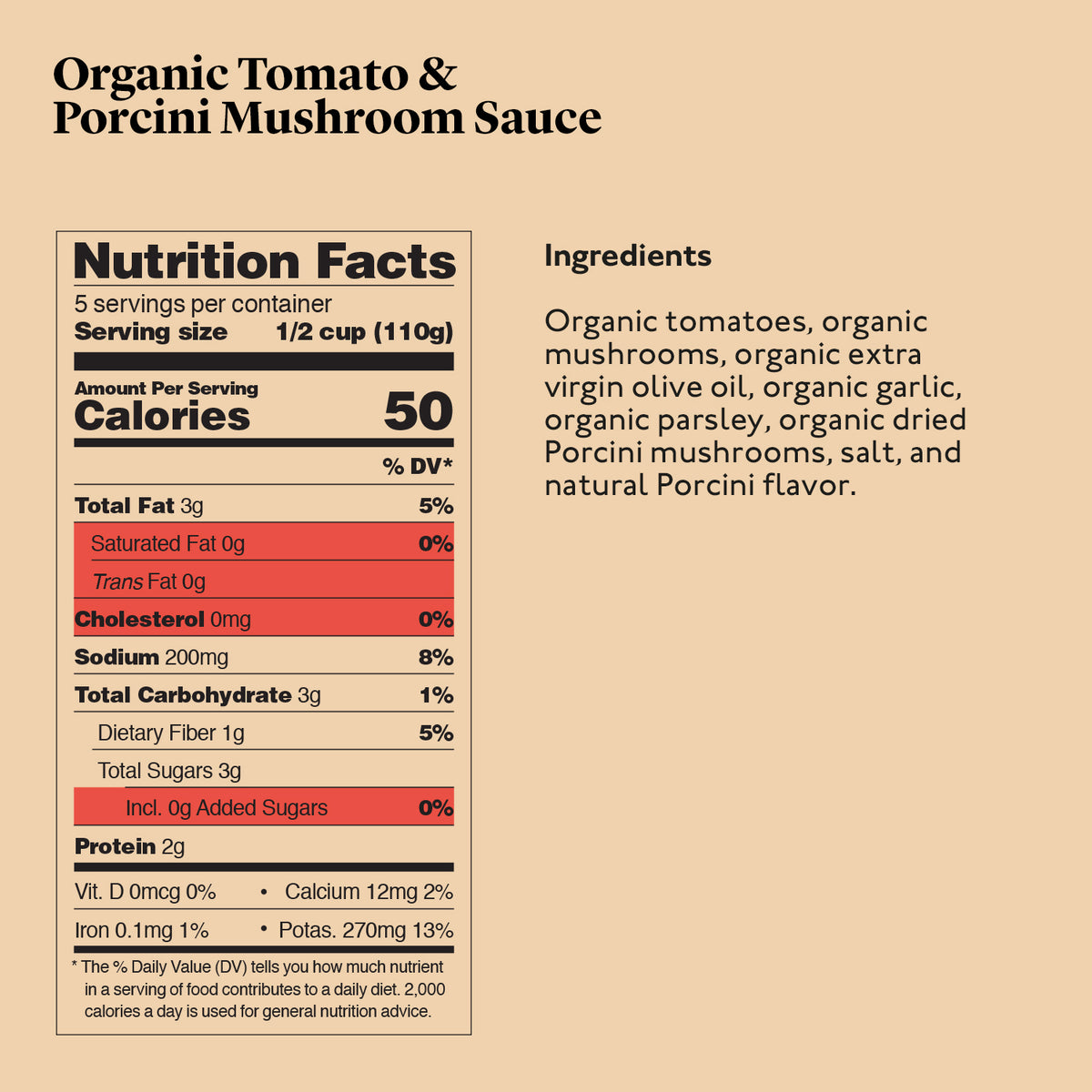 Organic Tomato &amp; Porcini Mushroom Sauce - 18.70oz