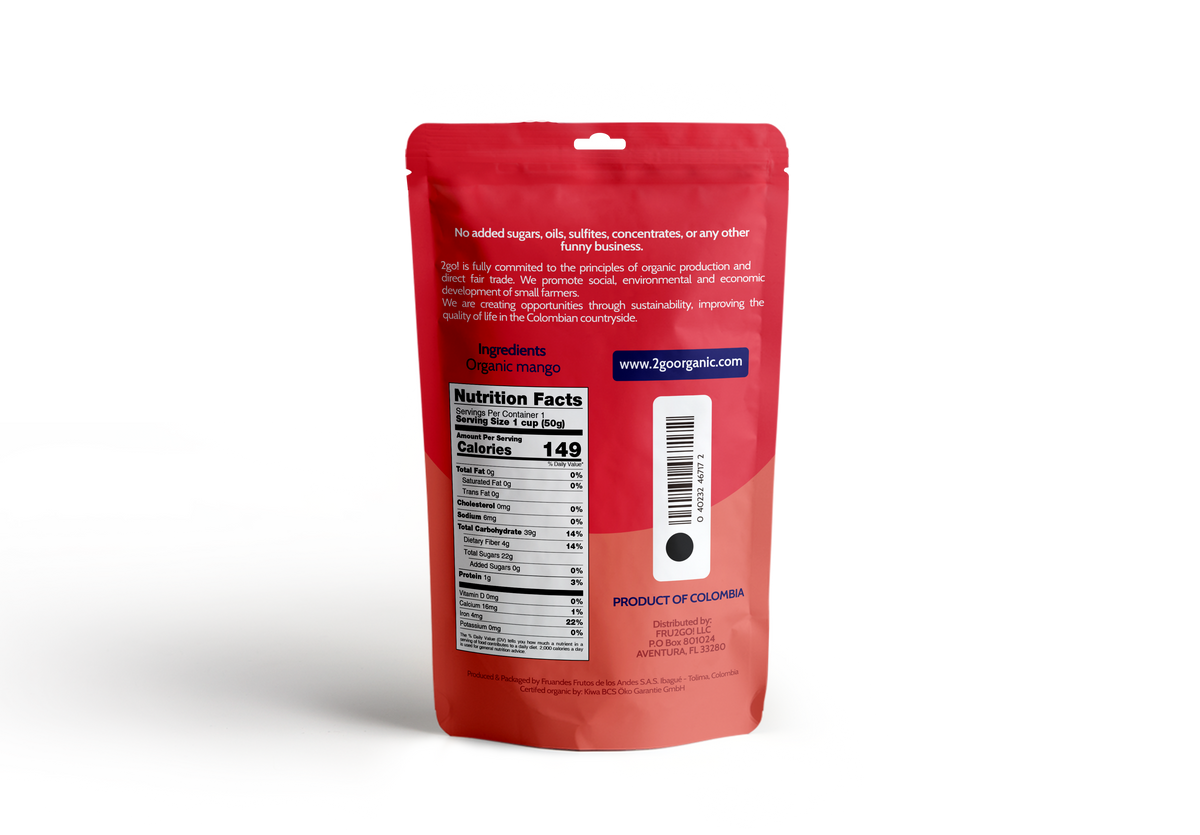 2GO! Organic Dried Mango pack of 4