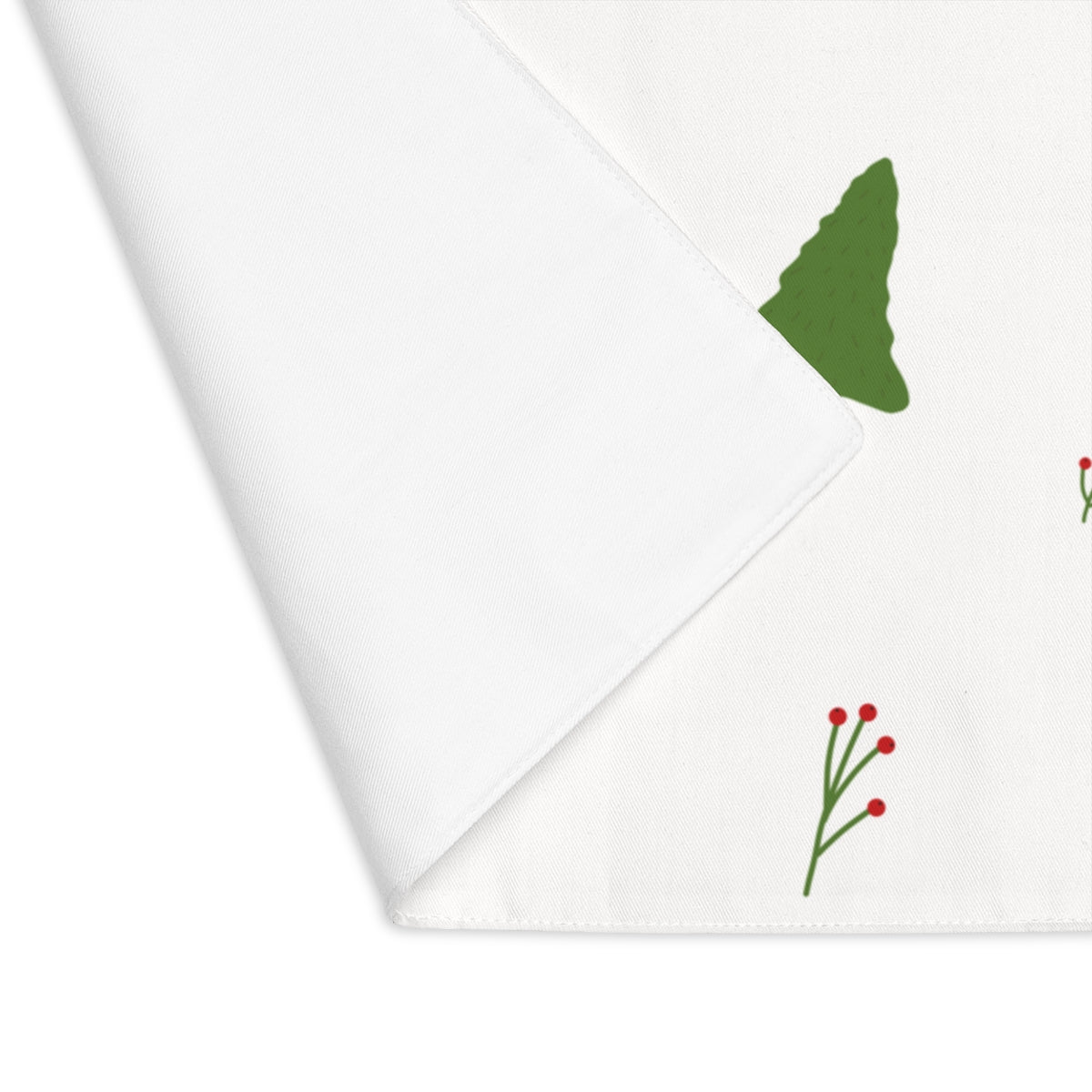 White Holiday Table Placemat - Evergreen Trees &amp; Holly