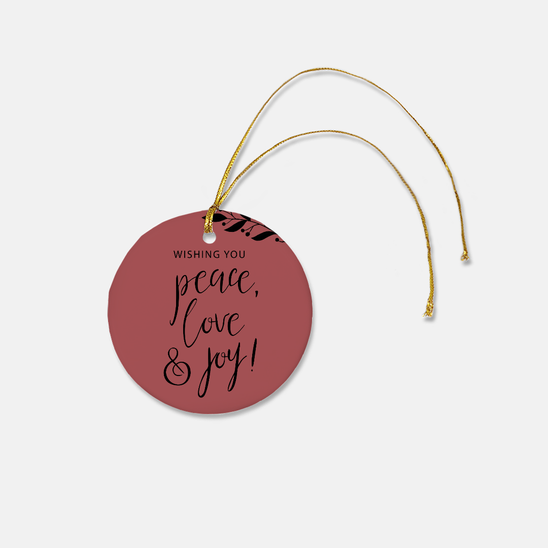 Ceramic Holiday Ornament - Peace, Love &amp; Joy