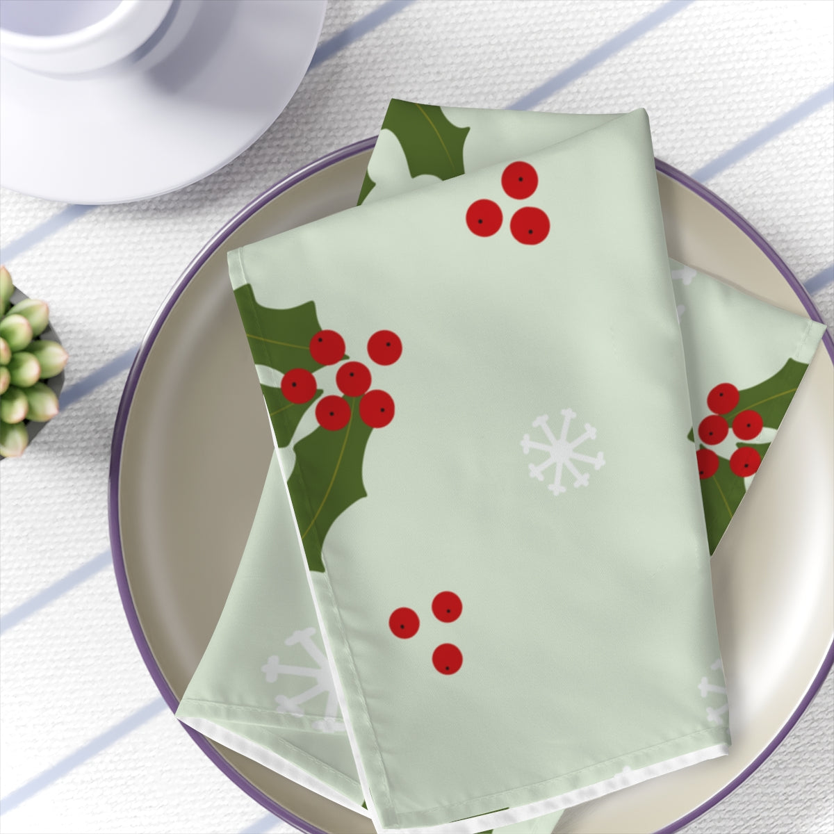 Holiday Napkins - Holly &amp; Snowflakes