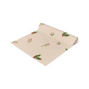 Beige Holiday Table Runner - Holly