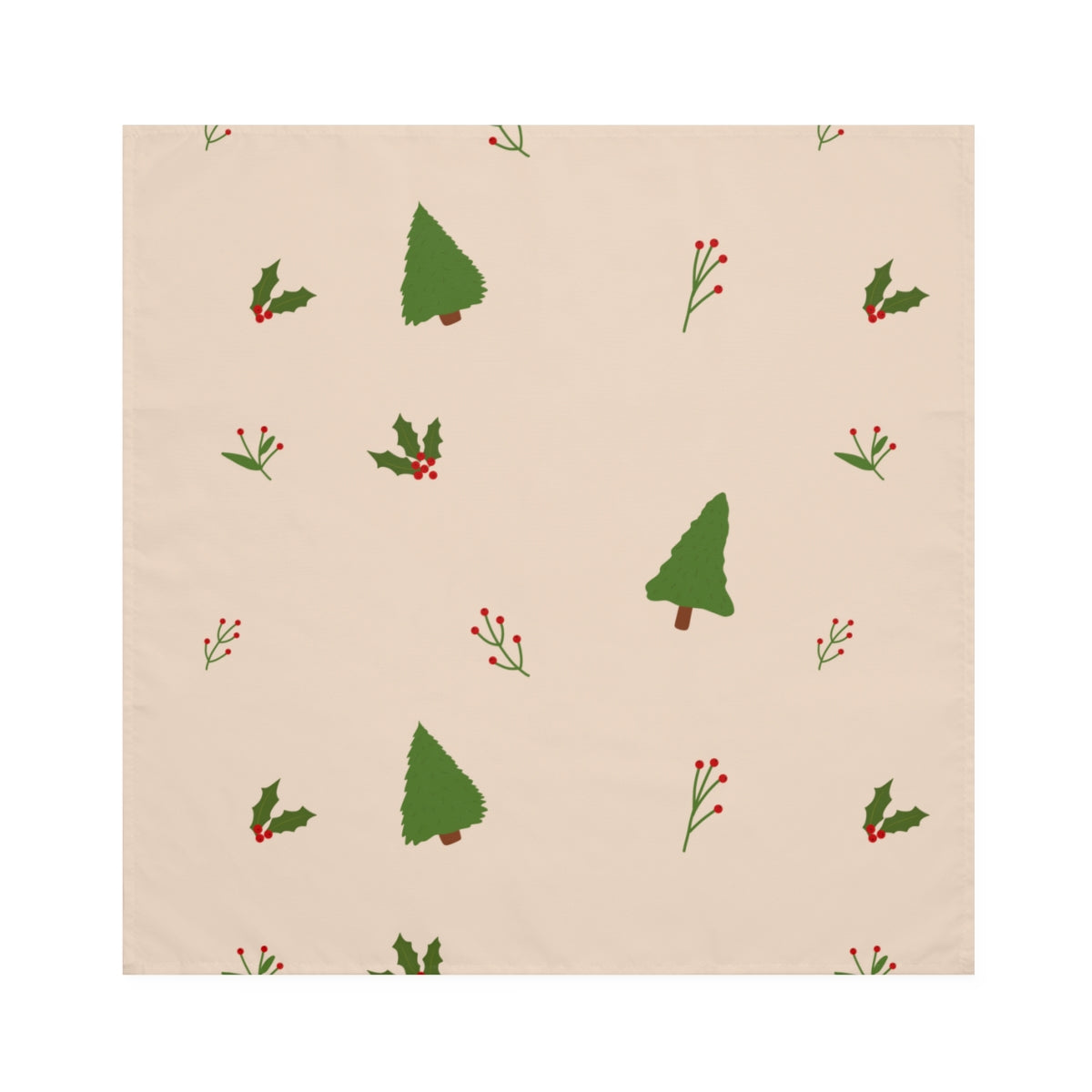 Beige Holiday Napkins - Evergreen Trees &amp; Holly
