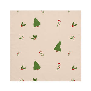 Beige Holiday Napkins - Evergreen Trees & Holly
