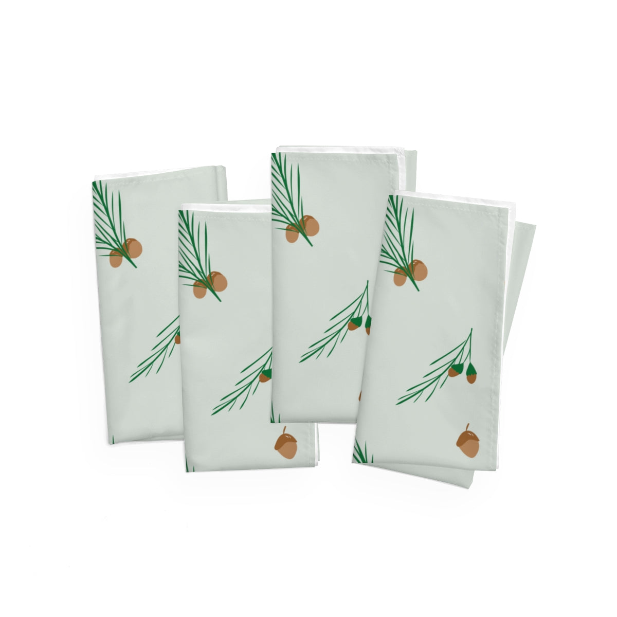 Green Holiday Napkins - Pinecones &amp; Acorns