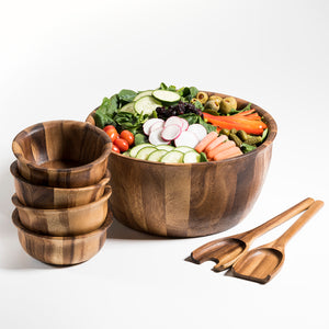 Soro XL Salad Bowl with Servers & 4 Small Bowls