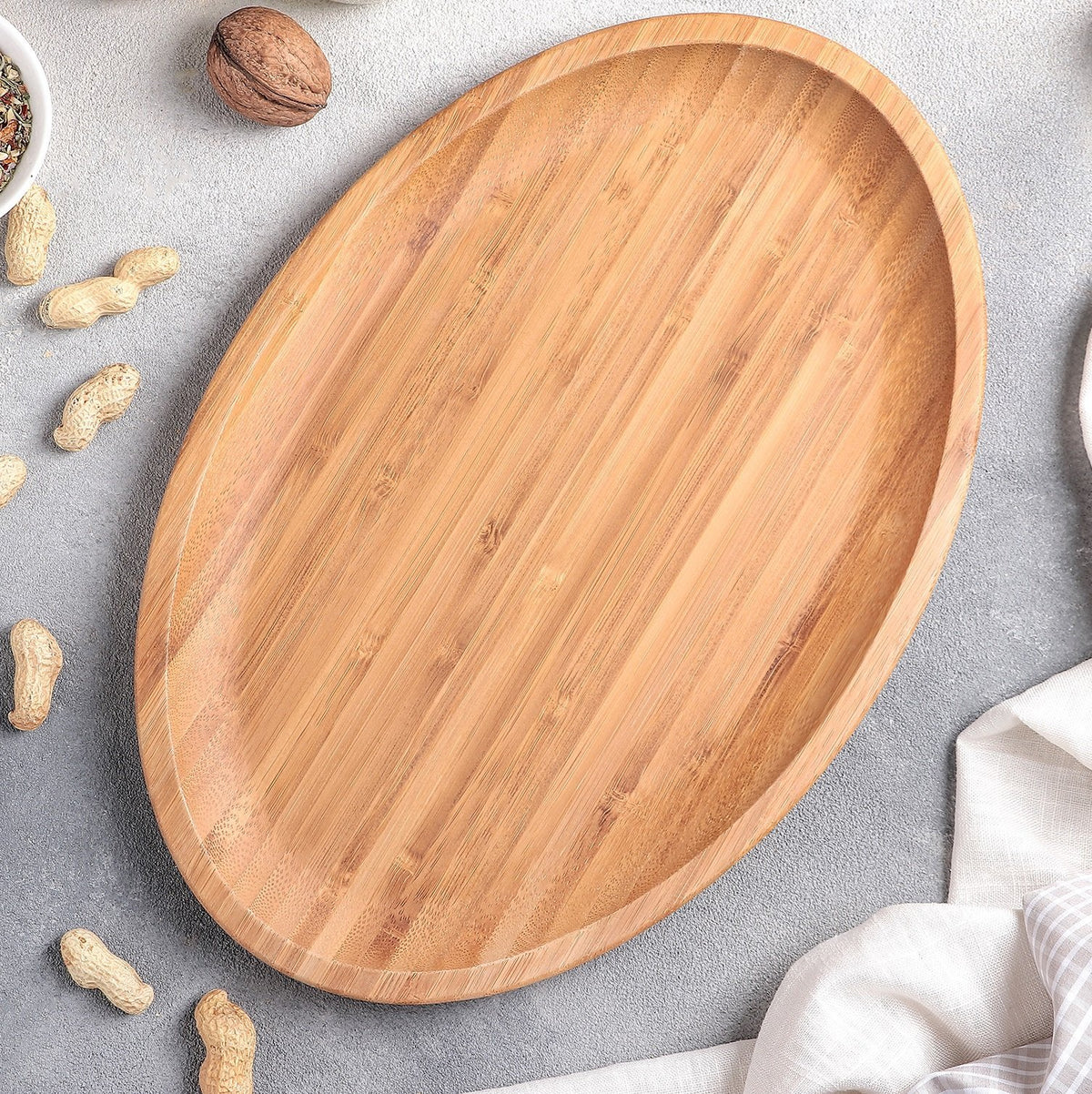 Natural Bamboo Oval Platter - 18&quot;x13.25&quot;